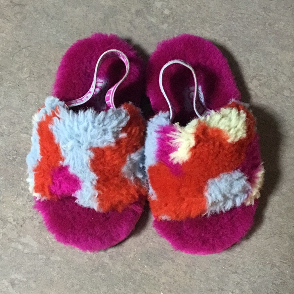 UGG Kids Colorful Fluffy Slippers